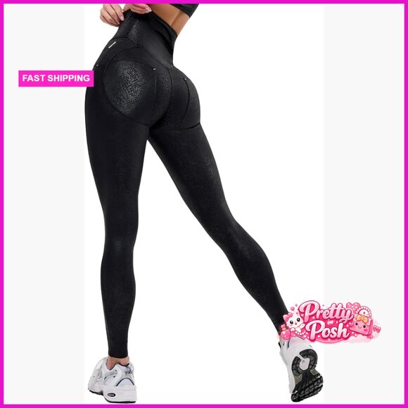 High Waisted Tummy Control Leggings Nylon/Spandex Blend Workout & Yoga
